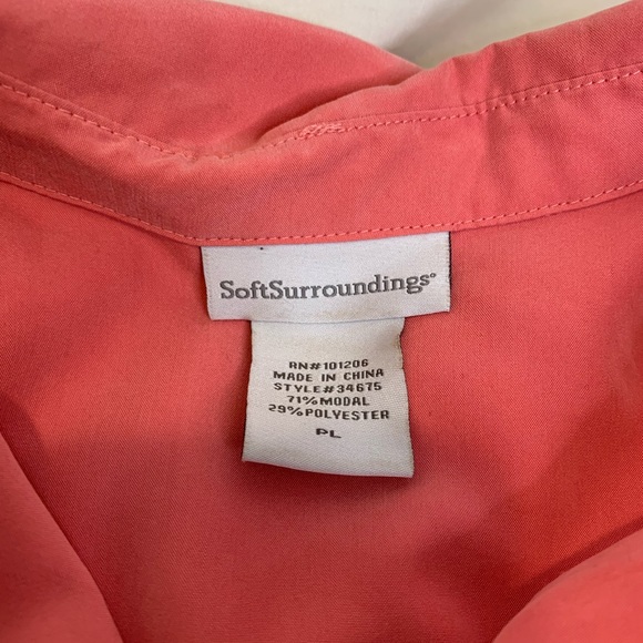 BEAUTIFUL SoftSurroundings Pink salmon Button Up LONG sleeve Dress Size PL - Picture 4 of 12